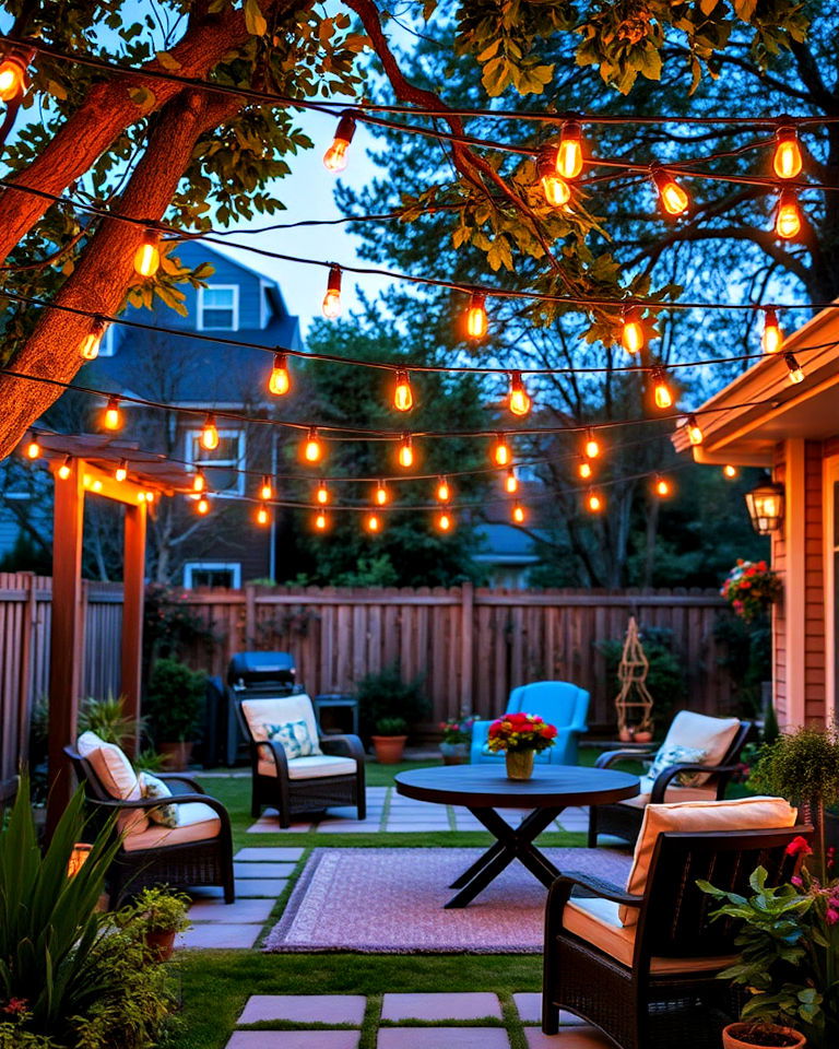 durable string lights for backyard - 40 Backyard Lighting Ideas
