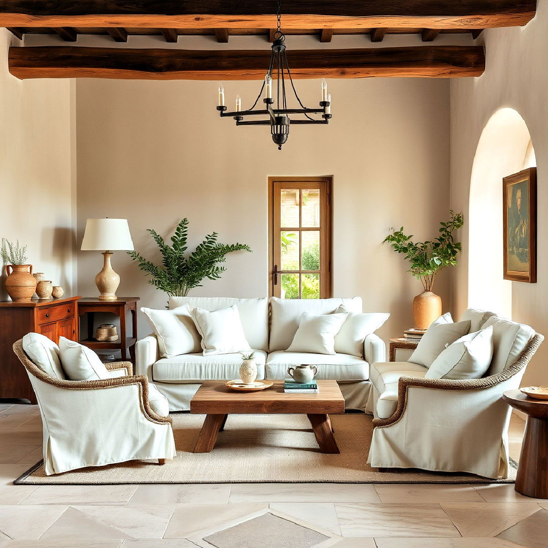 durable textured linen upholstery - 25 Tuscan Interior Design Ideas
