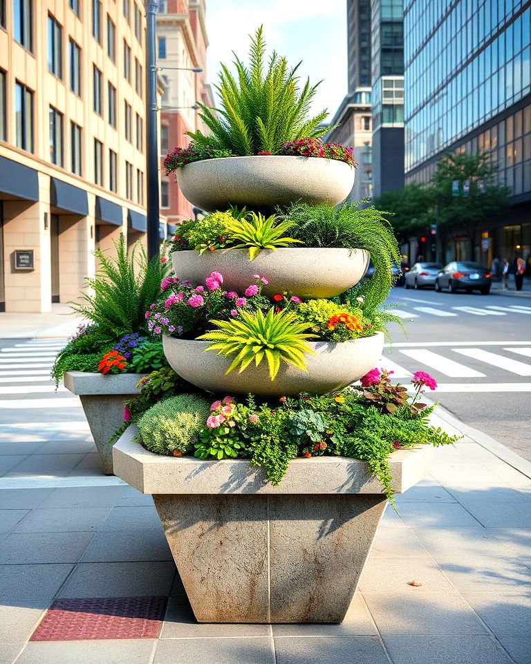 durable tiered concrete planters - 20 Street Planters