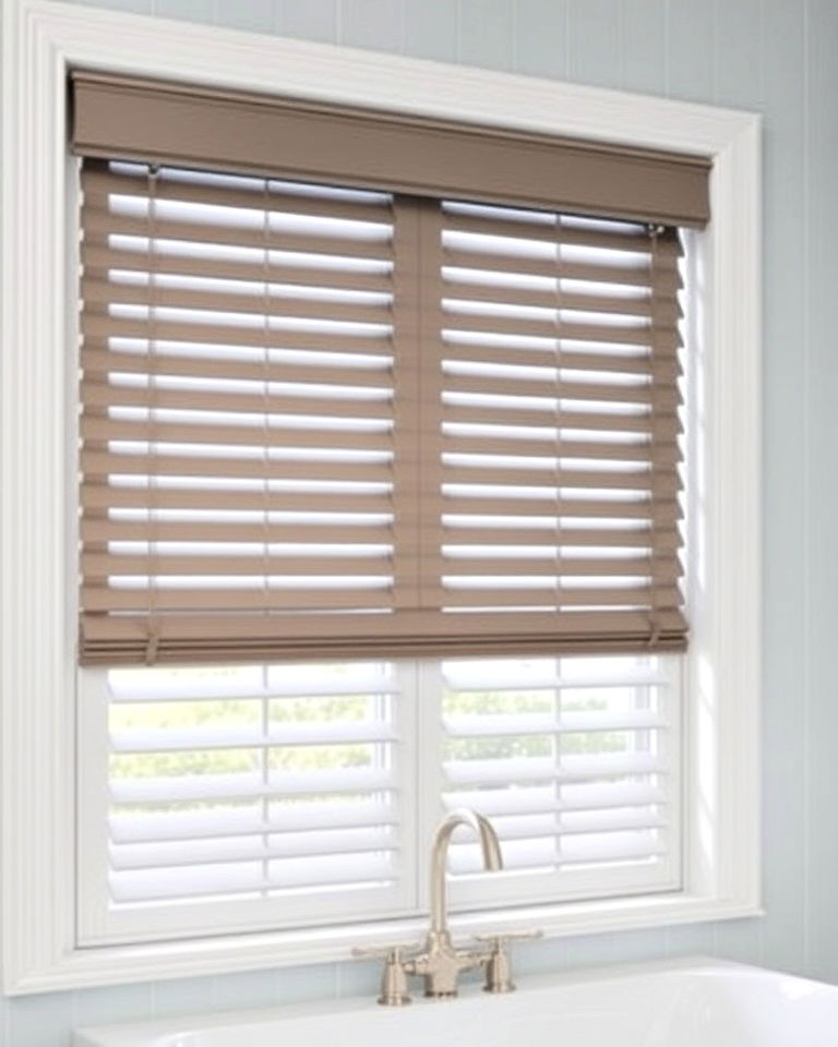 durable venetian blinds - 30 Bathroom Window Treatment Ideas