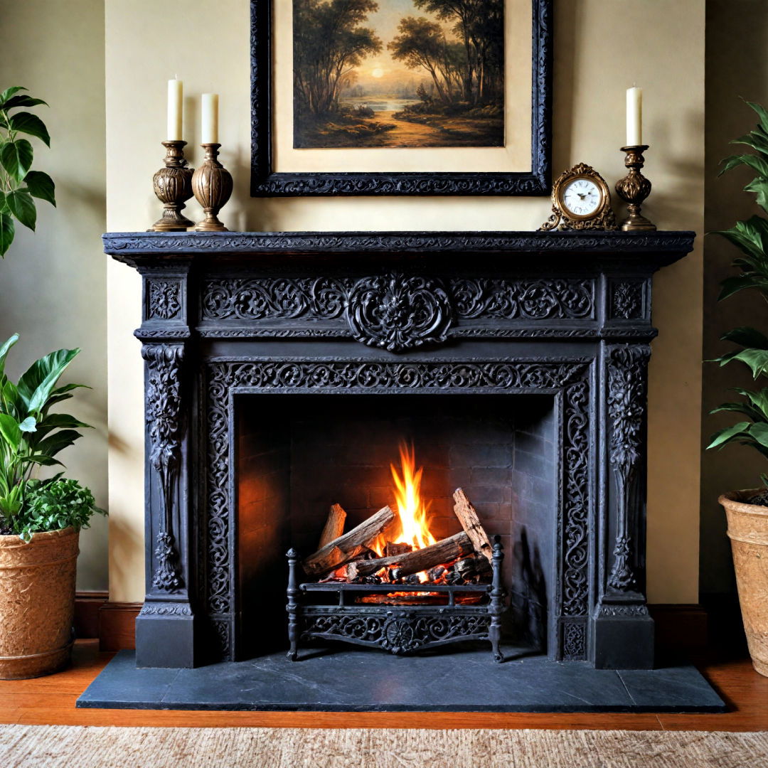 durable vintage cast iron mantel - 40 Mantel Decor Ideas
