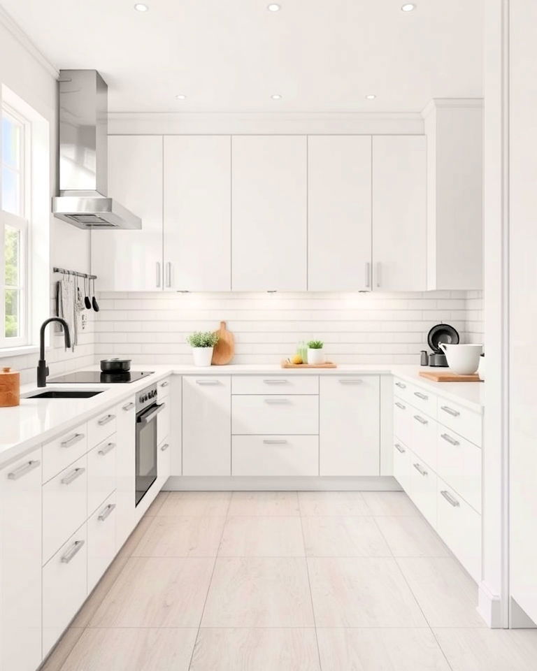 durable white porcelain floor tiles - 25 White Kitchen Floor Ideas