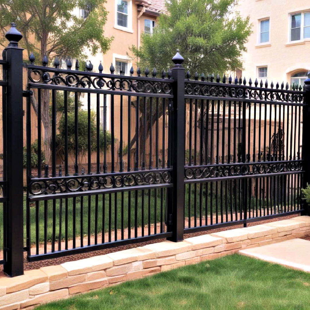 durable wrought iron fence - 25 Backyard Fence Ideas