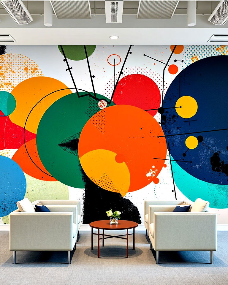 dynamic abstract art mural - 25 Office Wall Murals