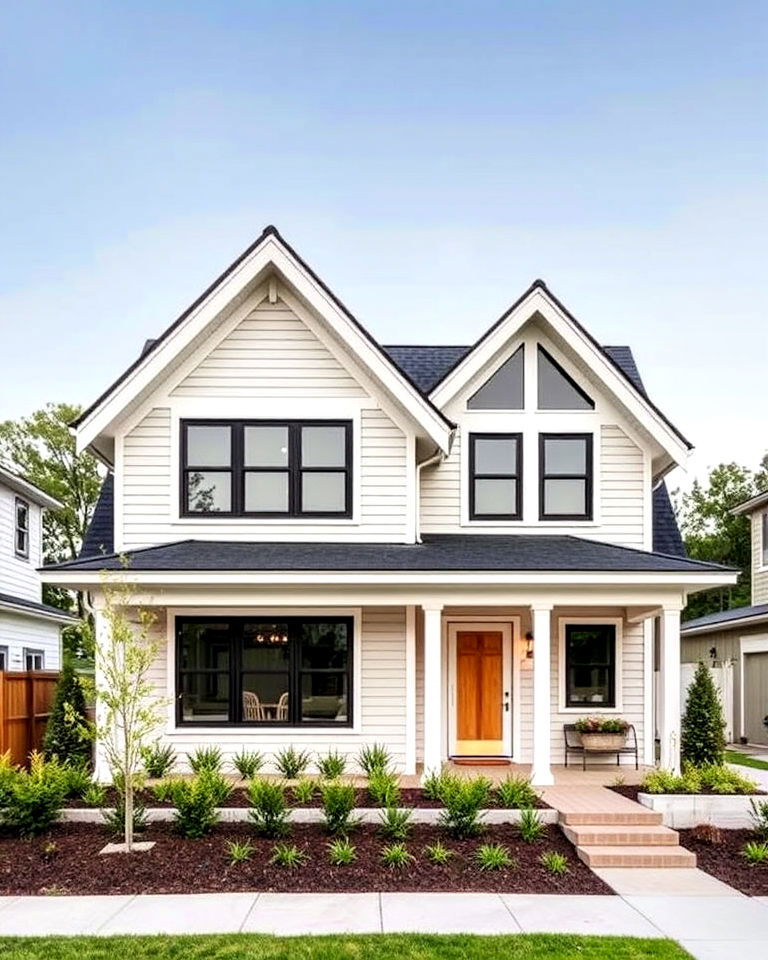 dynamic asymmetrical gable rooflines - 25 Modern Cottage House Exterior Ideas