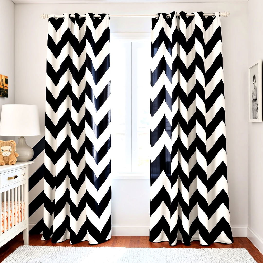 dynamic black and white chevron curtains - 25 Black and White Nursery Ideas
