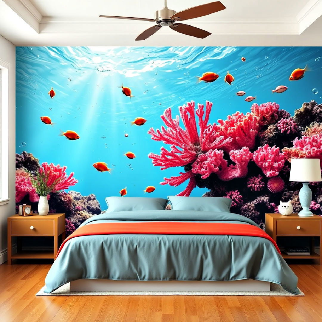 dynamic coral reef wall decals - 40 Ocean-themed Bedroom Ideas