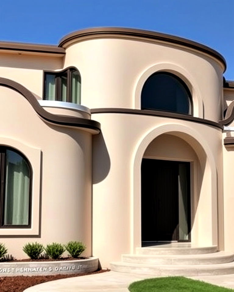 dynamic curved corners and rounded edges - 15 Art Deco House Exterior Ideas