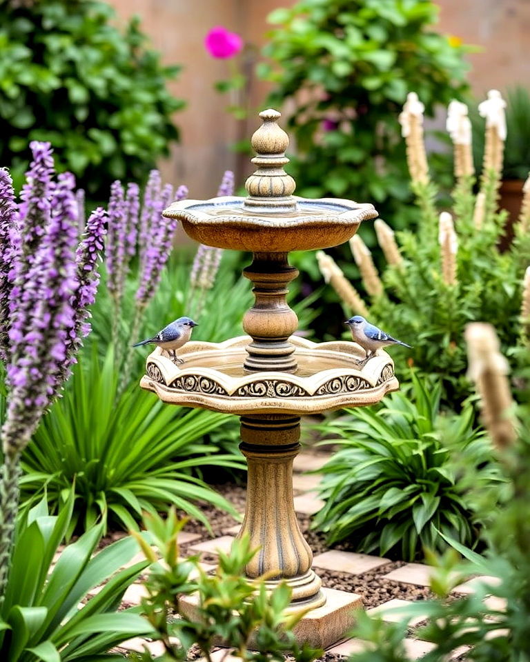 dynamic decorative birdbath - 20 Italian Backyard Ideas