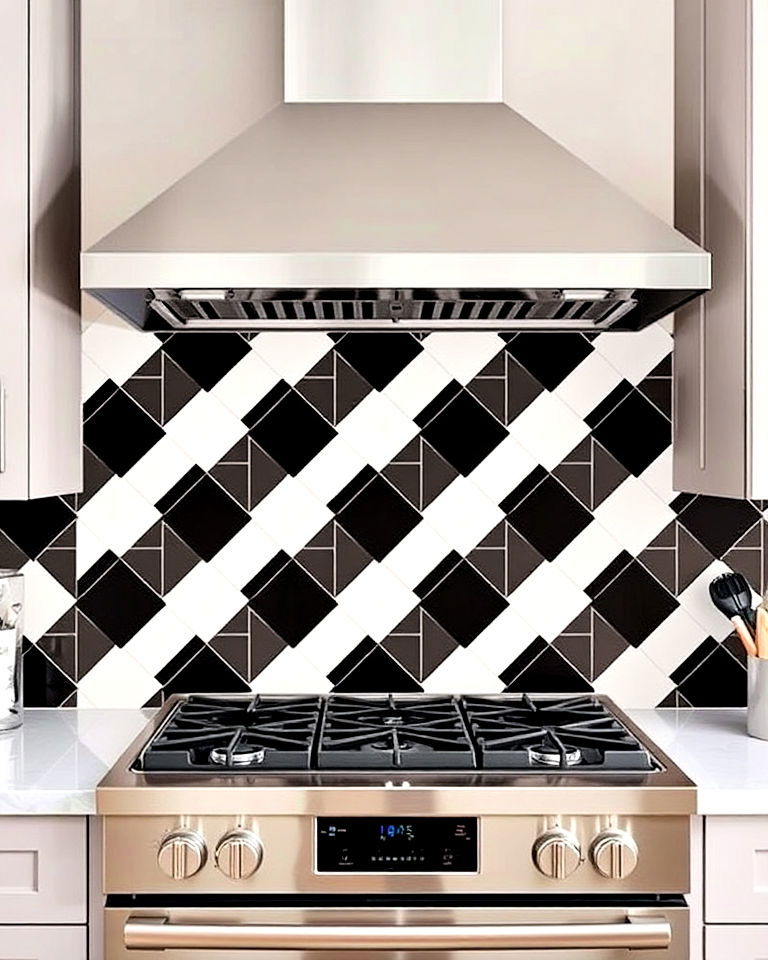 dynamic geometric tile stove alcove - 20 Kitchen Stove Alcove Ideas