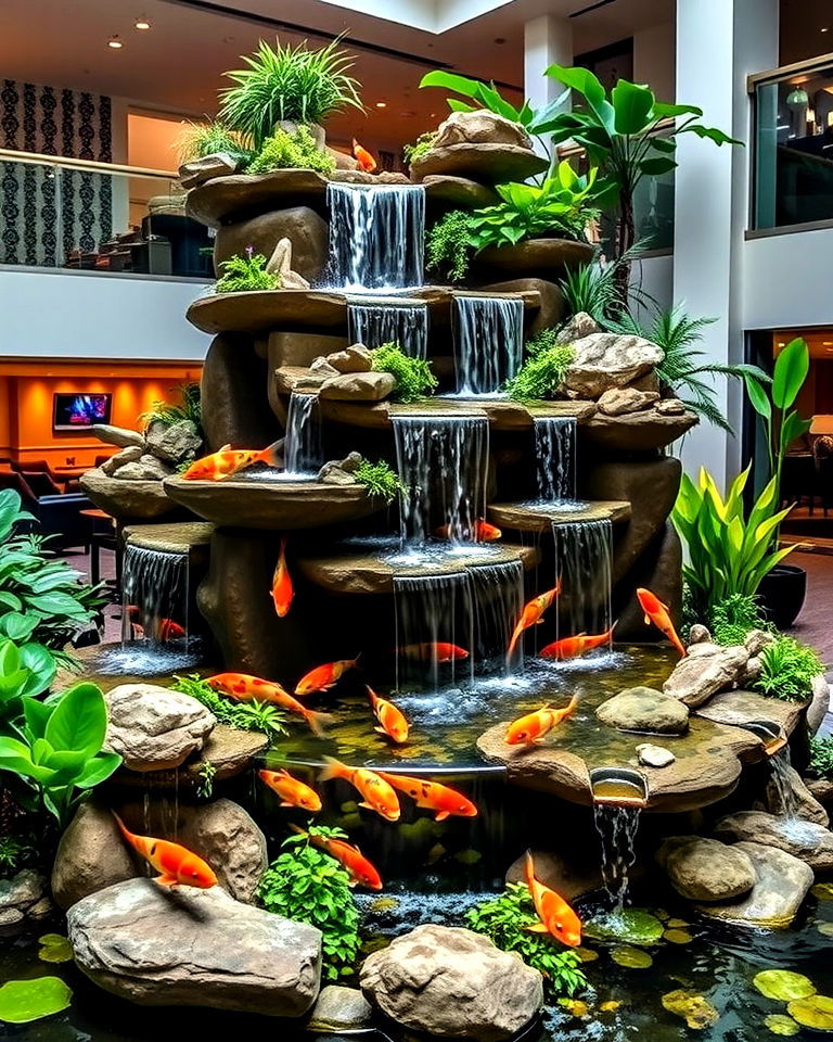 dynamic multi level indoor pond - 20 Indoor Koi Pond Ideas