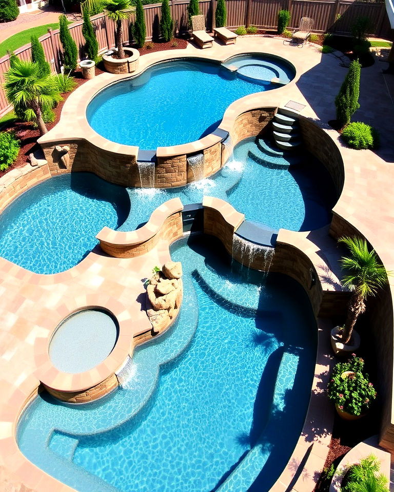 dynamic multi level pool design - 40 Swimming Pool Ideas