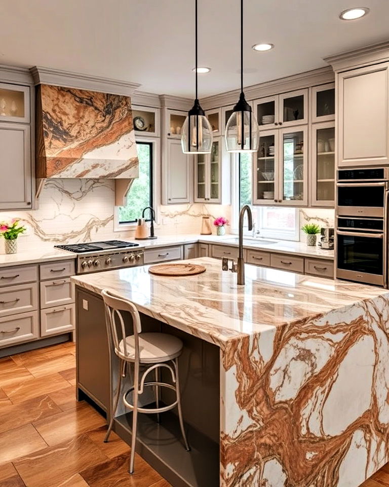 dynamic multi toned marble countertops - 40 Kitchen Countertop Ideas