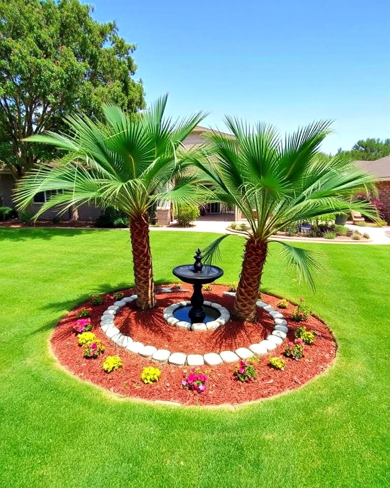 dynamic palm tree island - 30 Front Yard Palm Tree Landscape Design Ideas