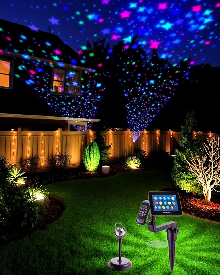 dynamic projector lights for backyard - 40 Backyard Lighting Ideas