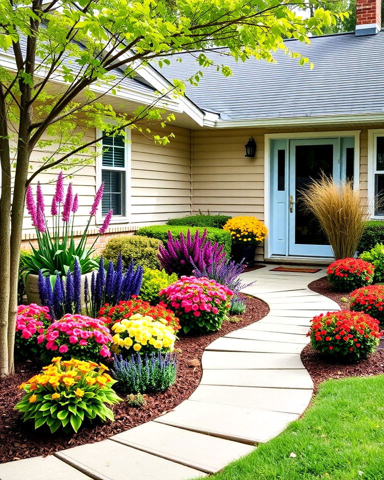 dynamic seasonal plant displays - 30 Ranch House Landscaping Ideas