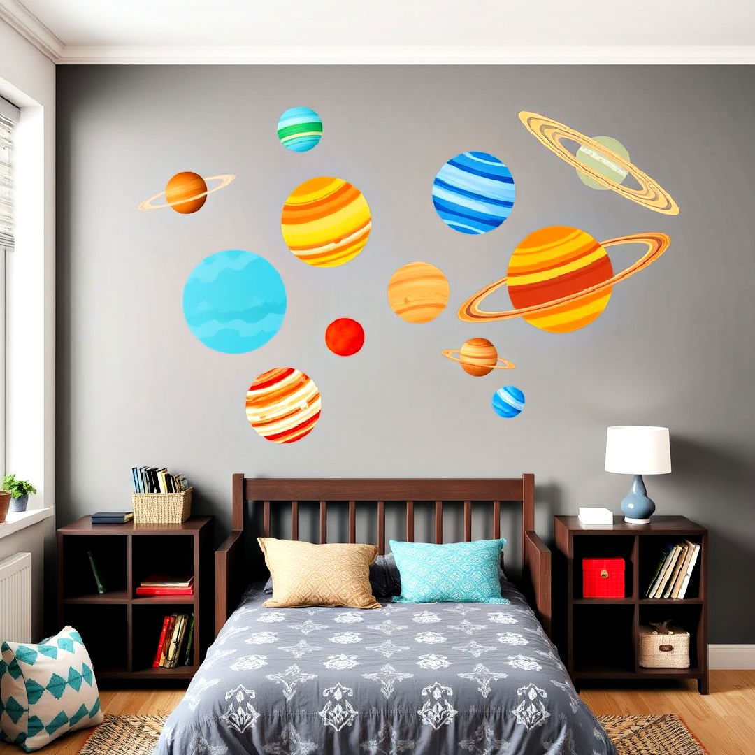 dynamic solar system wall decals - 20 Space-themed Room Ideas