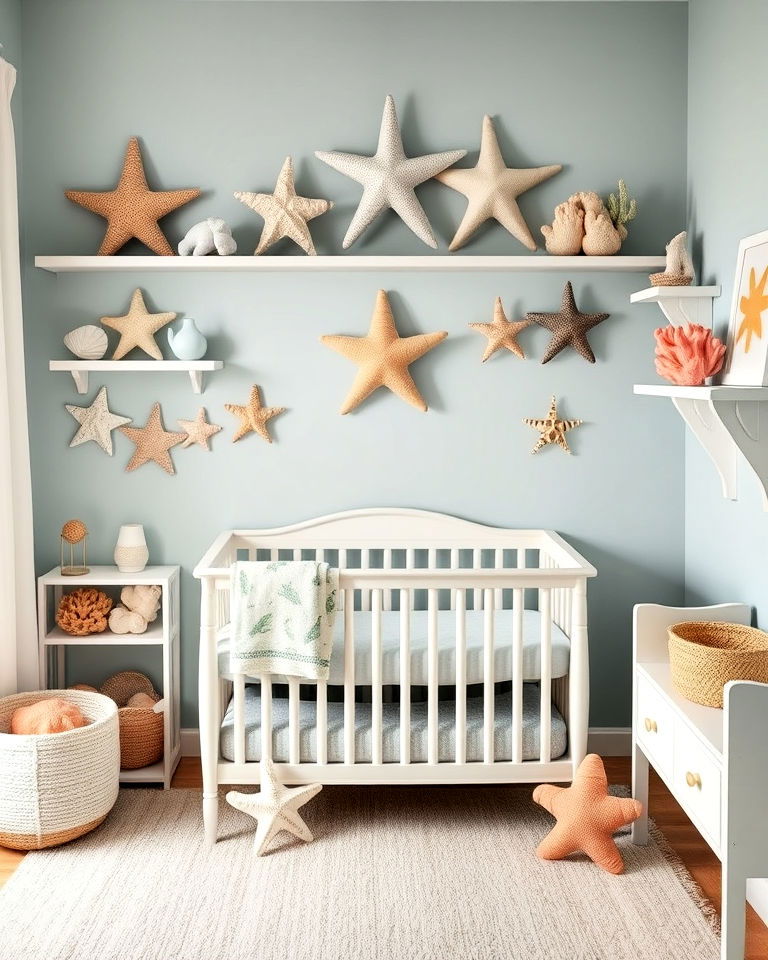 dynamic starfish and coral decorations - 20 Ocean-themed Nursery Ideas