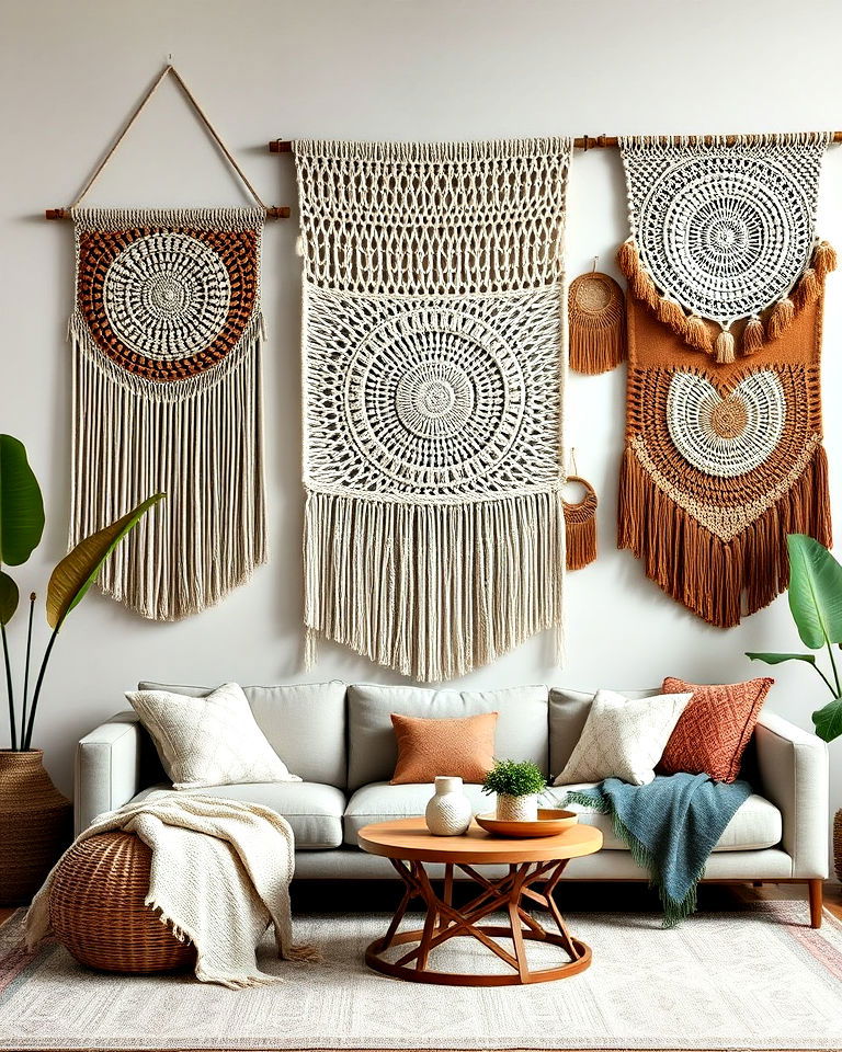 dynamic textured wall hanging - 30 Bohemian Maximalist Decor Ideas