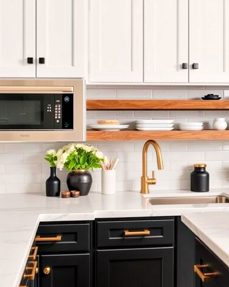 dynamic two tone hardware - 40 Kitchen Cabinet Hardware Ideas