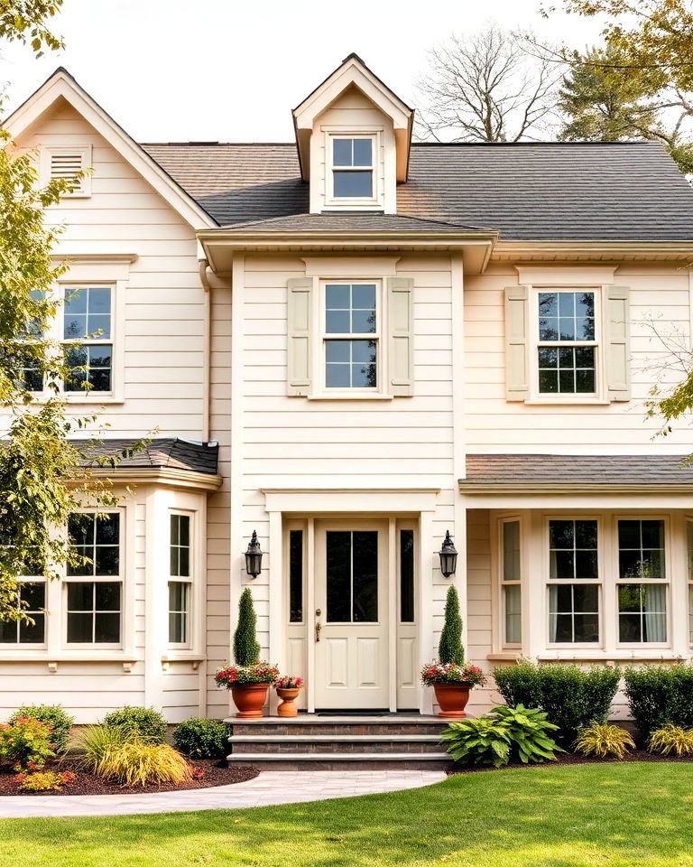 earthy aesthetic soft chamois paint color - 25 Off-white Paint Colors for Home Exteriors