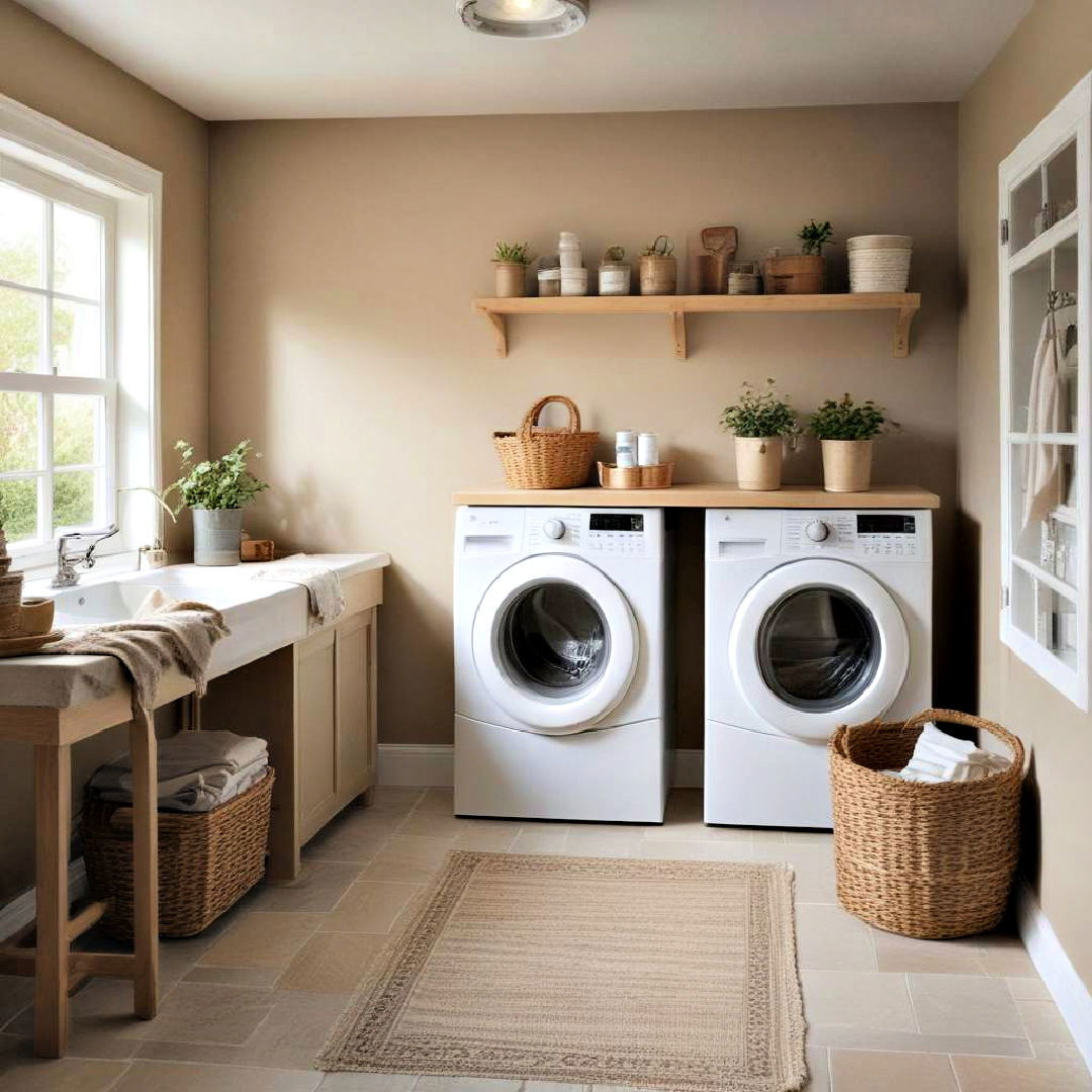earthy beige tone - 25 Laundry Room Paint Ideas