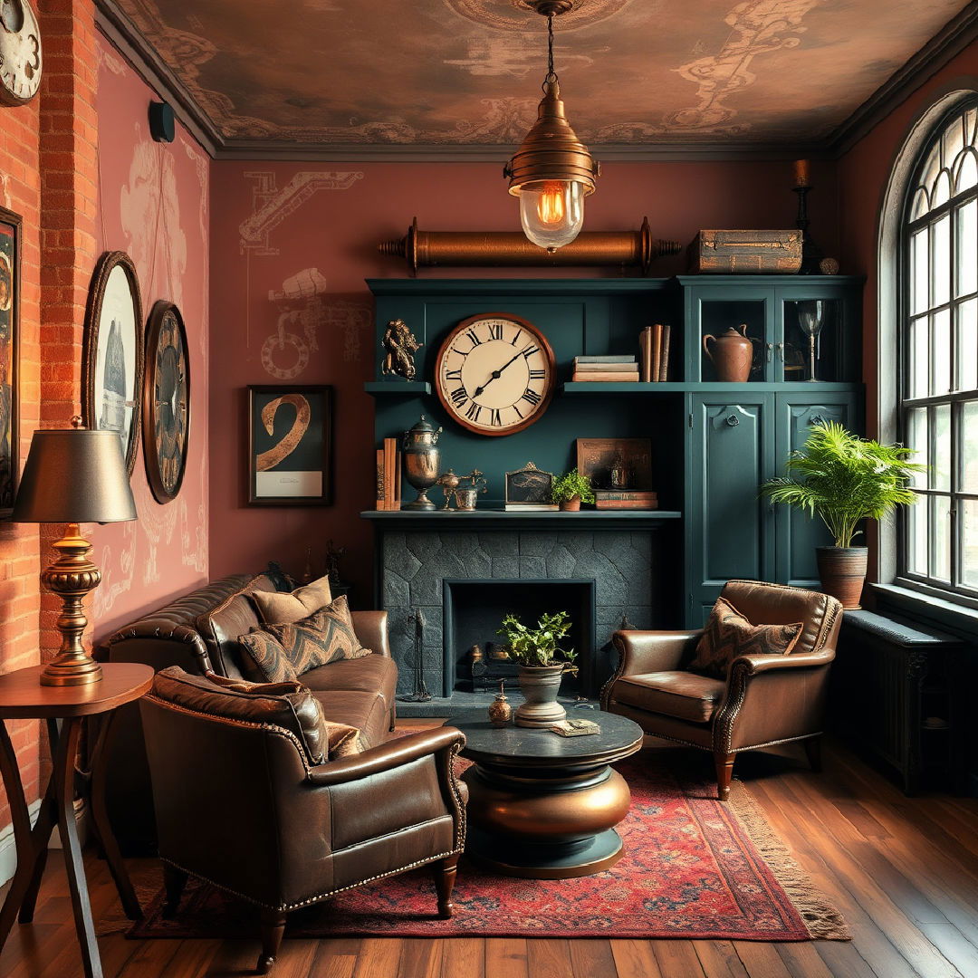 earthy color palette for steampunk interior design - 25 Steampunk Interior Design Ideas
