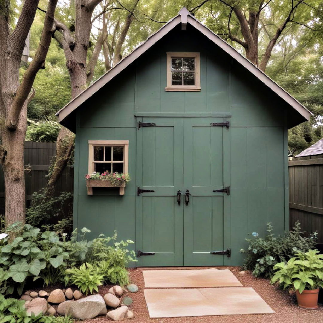 earthy green shed - 20 Shed Color Ideas