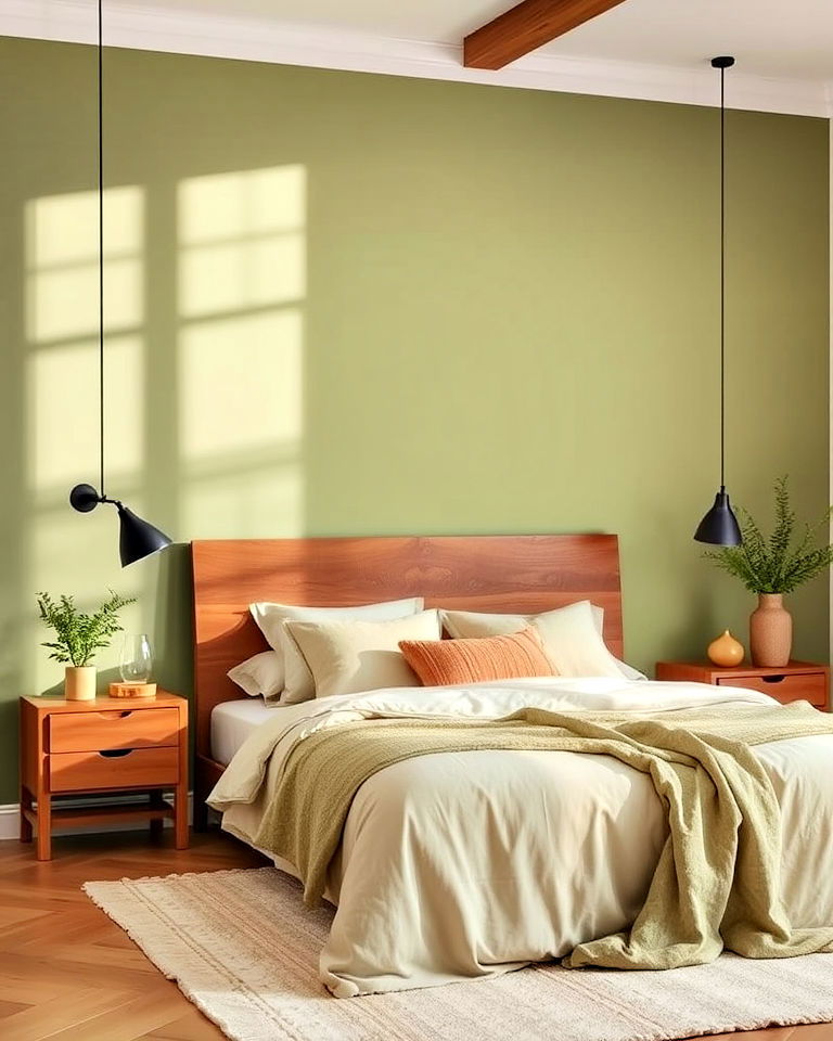earthy olive walls for bedroom - 20 Green and Brown Bedroom Ideas