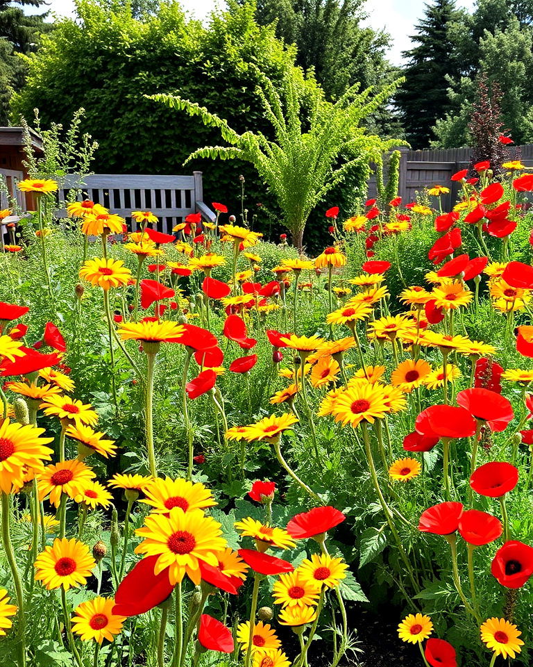 earthy toned fiery yellow and red color - 30 Garden Colour Schemes