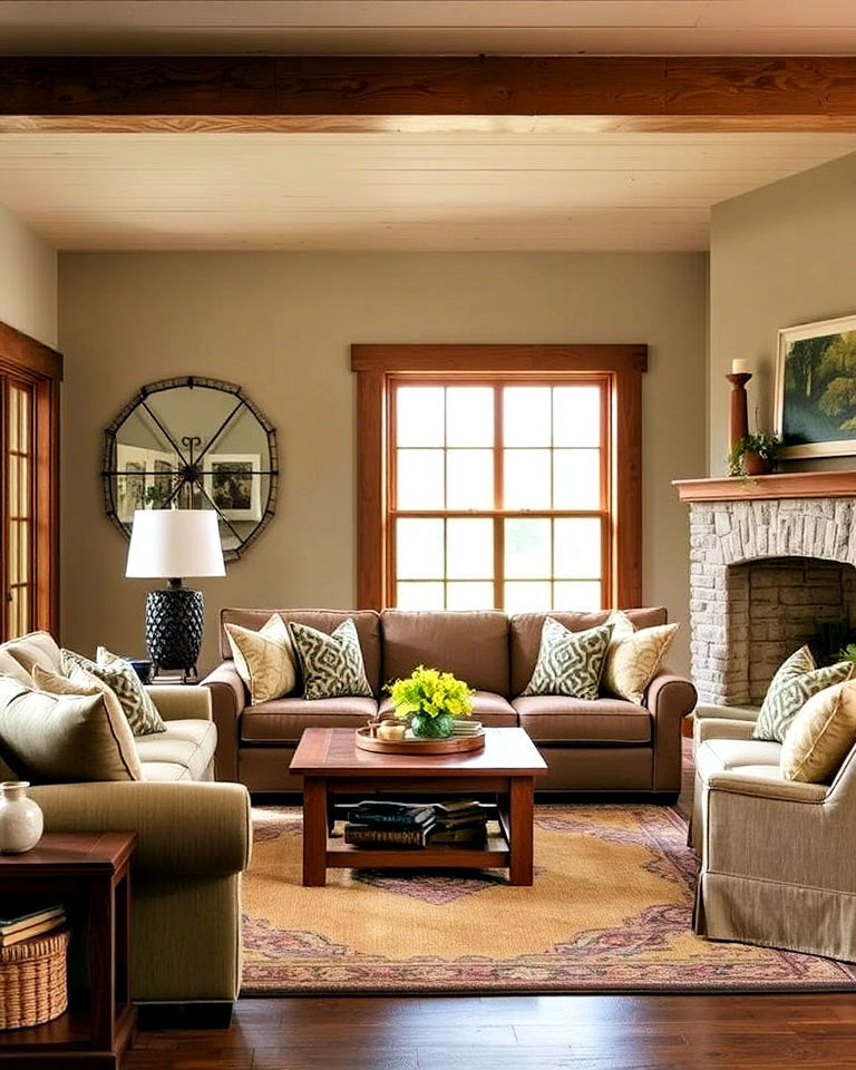 earthy upholstered sofas for timeless appeal - 30 Craftsman Living Room Ideas