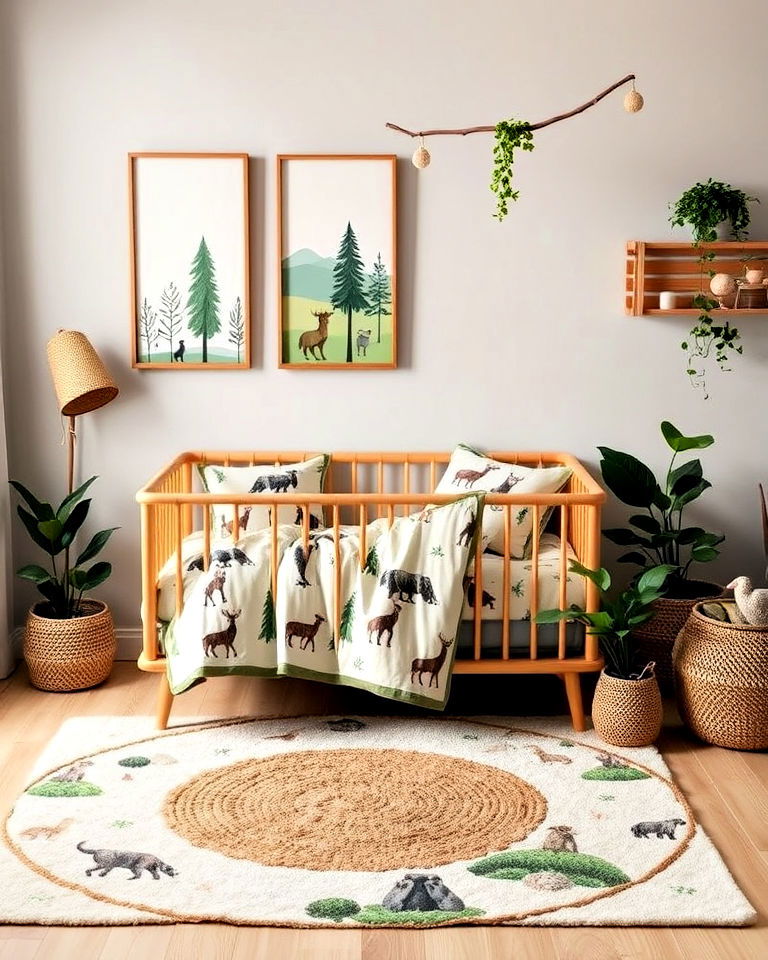 earthy vibe nature themed decor - 40 Toddler Room Ideas