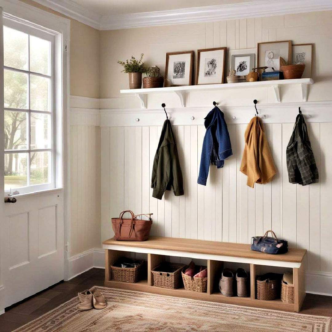 easy care beadboard wall paneling - 40 Mudroom Ideas