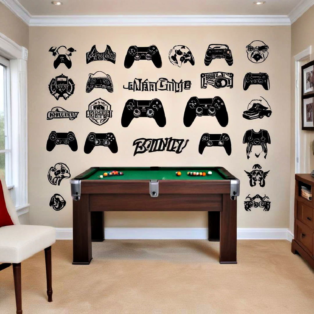 easy to apply customizable wall decals - 25 Small Game Room Ideas