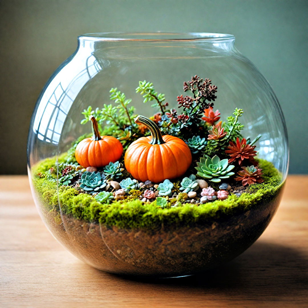easy to assemble pumpkin terrarium - 40 Terrarium Ideas