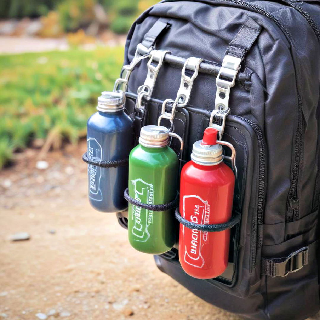 easy to attach carabiner holders - 15 Water Bottle Storage Ideas