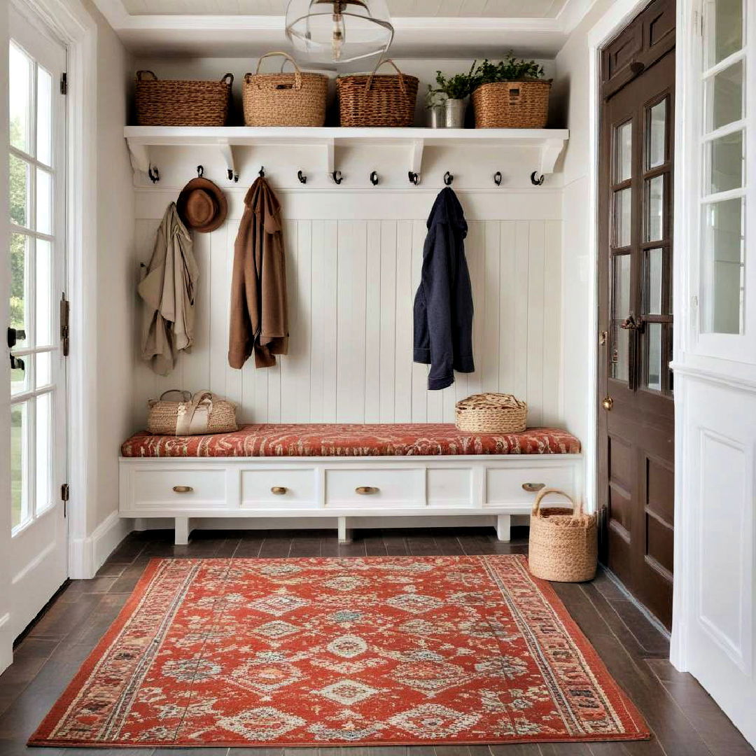 easy to clean cozy rug - 40 Mudroom Ideas