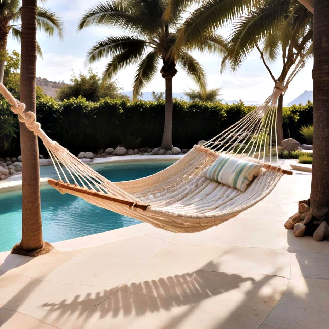 easy to install hammock - 20 Pool Furniture Ideas