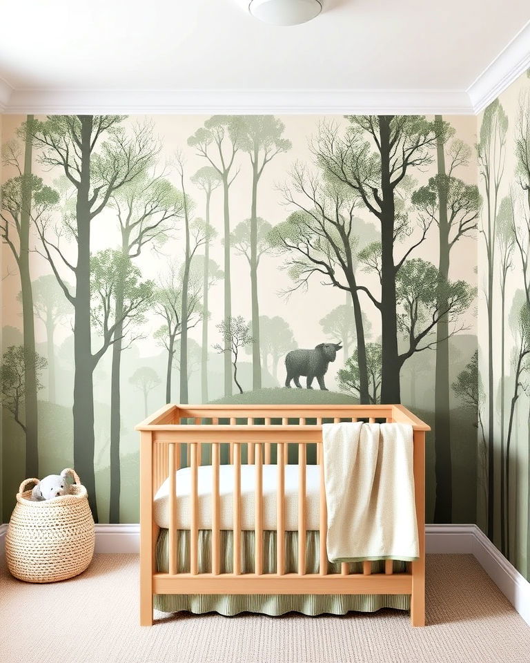 easy to install nature inspired wallpaper - 25 Woodland Nursery Ideas