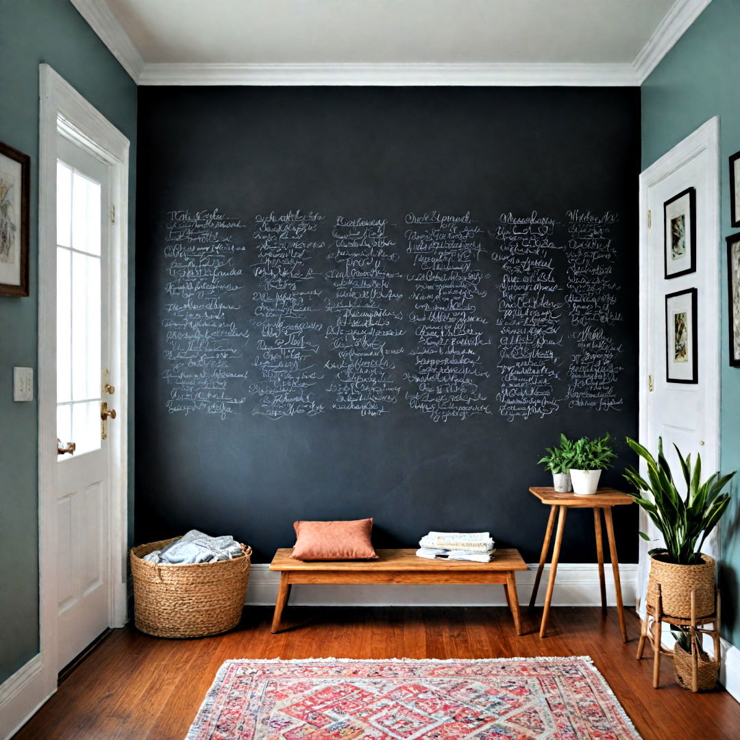 easy to update chalkboard wall - 40 Mudroom Ideas