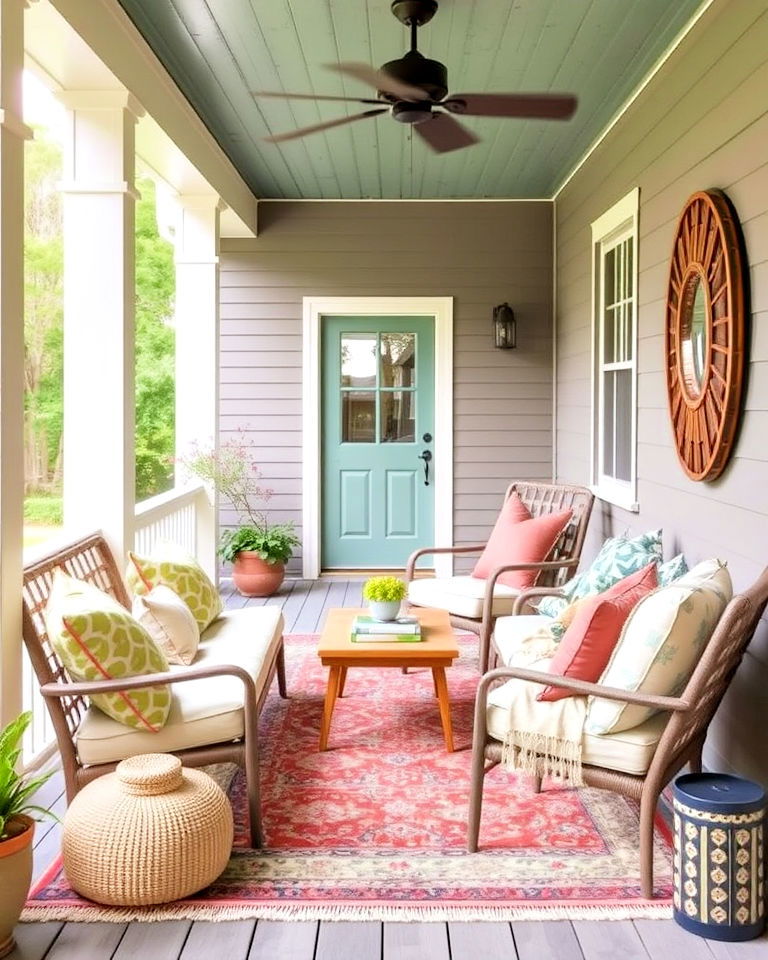 eclectic covered porch to add depth - 40 Covered Porch Ideas