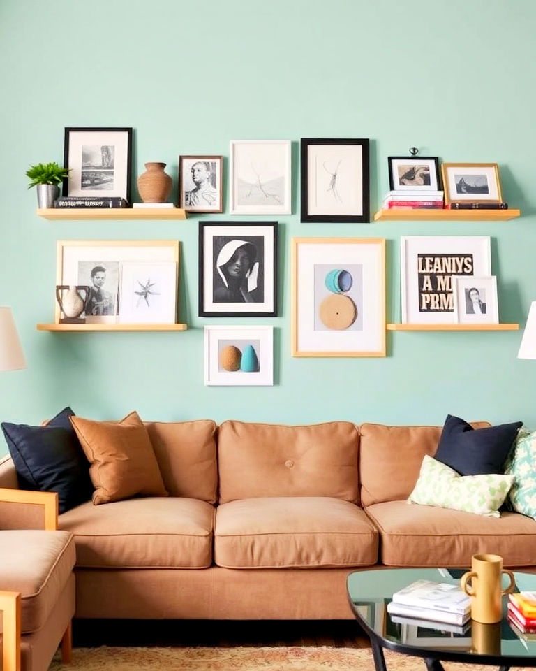 eclectic gallery wall with vintage travel photography - 25 Eclectic Gallery Wall Ideas