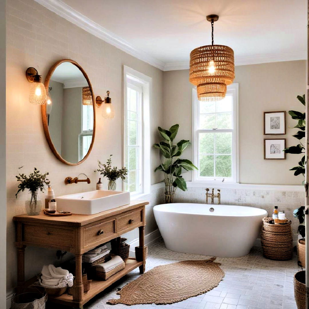 eclectic light fixtures - 25 Boho Bathroom Ideas