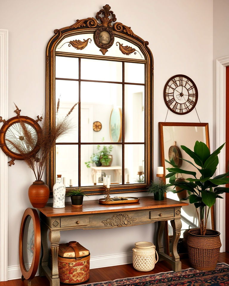 eclectic look vintage mirrors - 30 Boho Decor Ideas