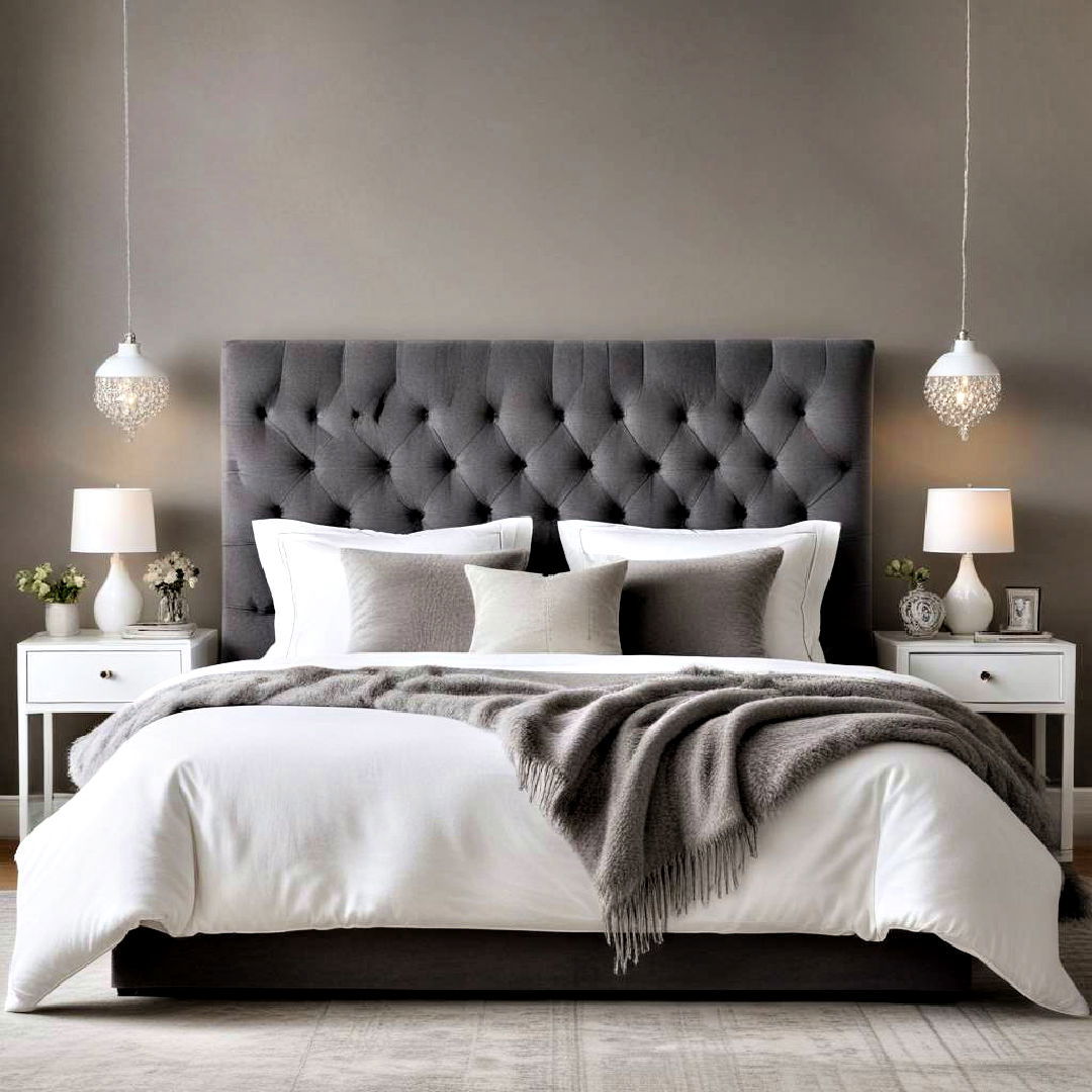 eclectic mix of grey and white - 40 Grey and White Bedroom Ideas