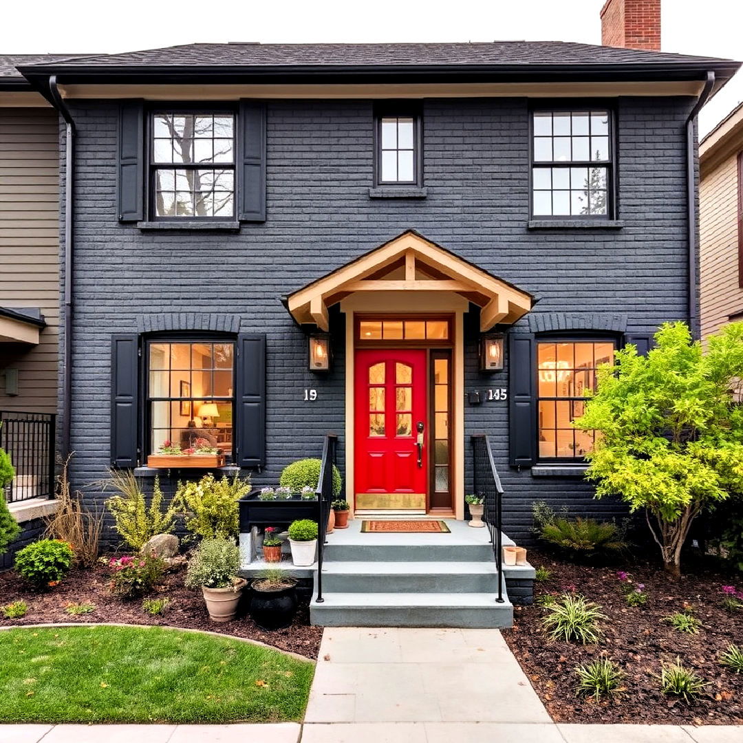 eclectic style home with black brick exterior - 40 Black Brick House Exteriors