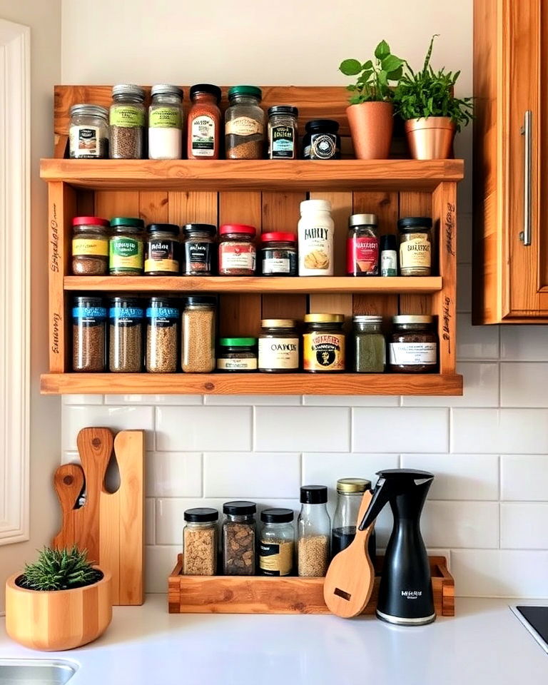 eco friendly DIY pallet spice rack - 40 Spice Rack Ideas