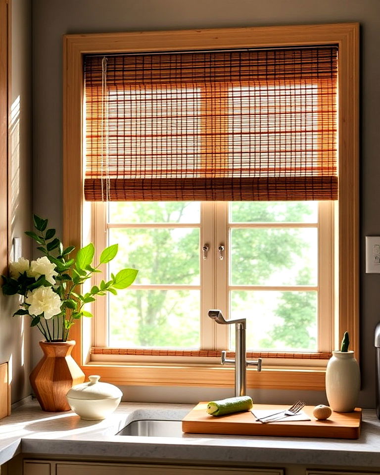 eco friendly bamboo blinds for kitchen - 15 Kitchen Blinds Ideas