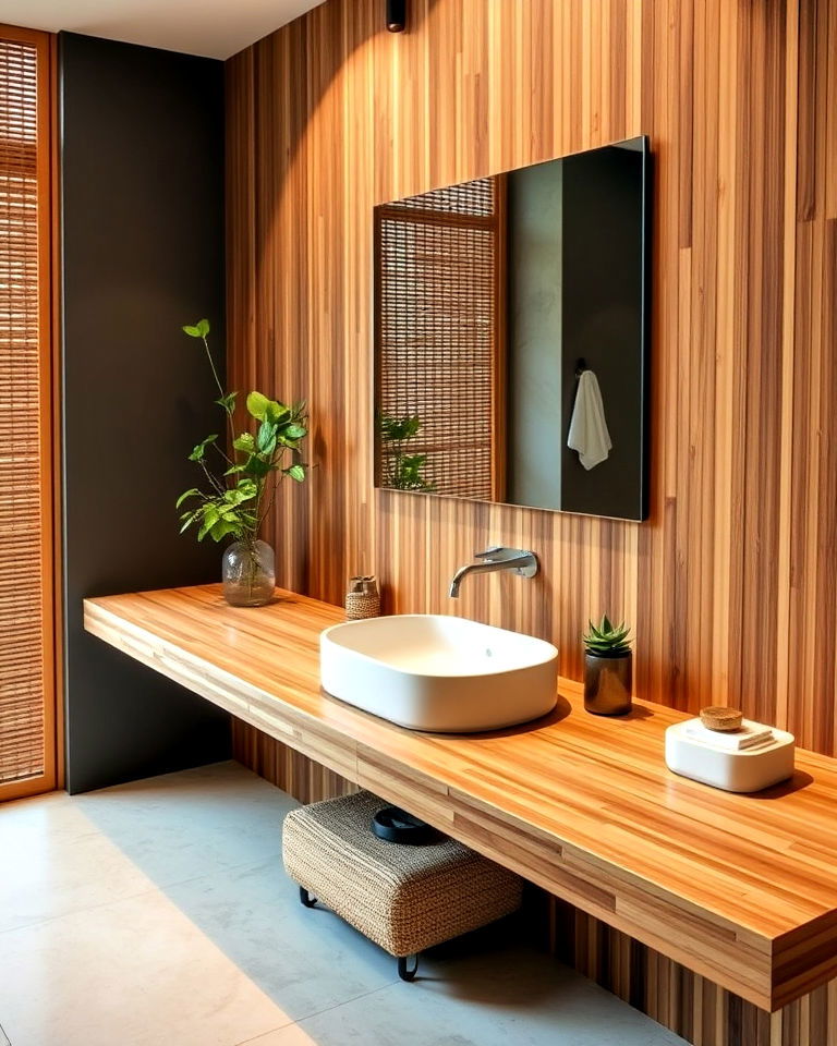 eco friendly bamboo countertop - 20 Bathroom Countertop Ideas