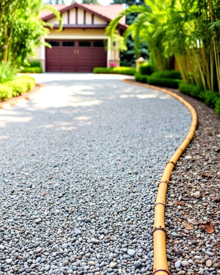 eco friendly bamboo edging - 25 Gravel Driveway Edging Ideas